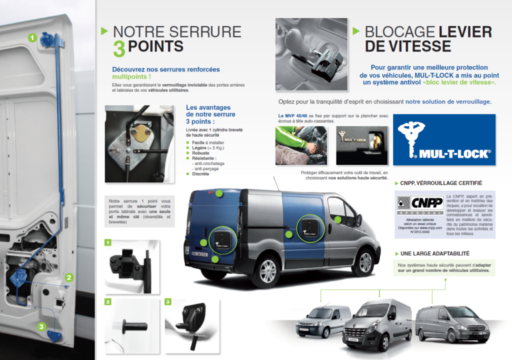 AVIP, Nantes vous installe une serrure de sécurité 3 points pour votre véhicule utilitaire